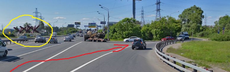 поворот с Ленинградского шоссе на Новосходненское шоссе